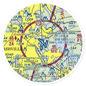 Nashville International Airport (BNA) VFR Sectional Sticker (20 mile)