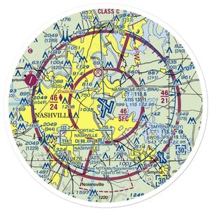 Nashville International Airport (BNA) VFR Sectional Sticker (30 mile)