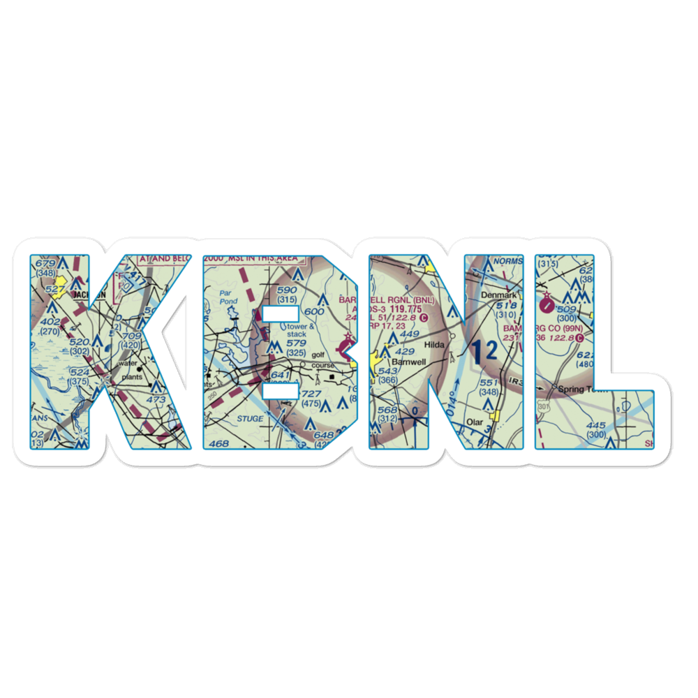 Barnwell Regional Airport (BNL) VFR Sectional Sticker 