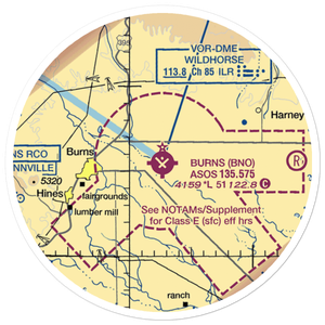 Burns Municipal Airport (BNO) VFR Sectional Sticker (20 mile)