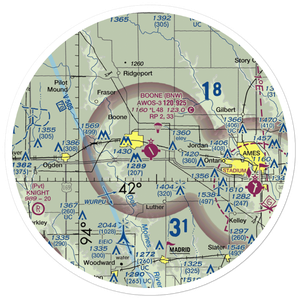 Boone Municipal Airport (BNW) VFR Sectional Sticker (30 mile)