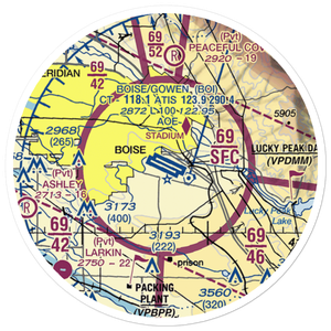 Boise Air Terminal/Gowen Field (BOI) VFR Sectional Sticker (20 mile)