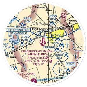 Big Spring Mc Mahon-Wrinkle Airport (BPG) VFR Sectional Sticker (20 mile)
