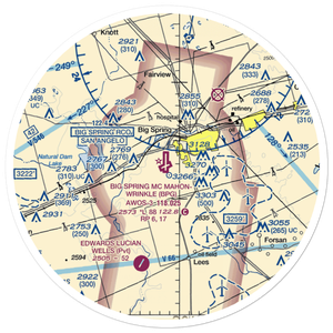 Big Spring Mc Mahon-Wrinkle Airport (BPG) VFR Sectional Sticker (30 mile)