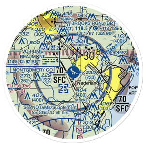 Southeast Texas Regional Airport (BPT) VFR Sectional Sticker (20 mile)