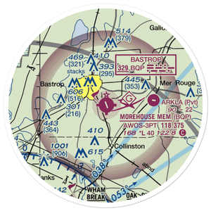 Morehouse Memorial Airport (BQP) VFR Sectional Sticker (20 mile)