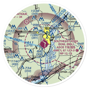 Southeast Iowa Regional Airport (BRL) VFR Sectional Sticker (20 mile)