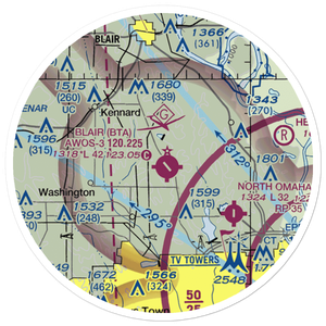 Blair Municipal Airport (BTA) VFR Sectional Sticker (20 mile)