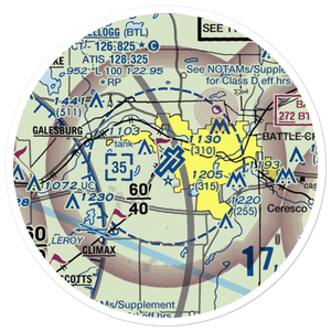W K Kellogg Airport (BTL) VFR Sectional Sticker (20 mile)