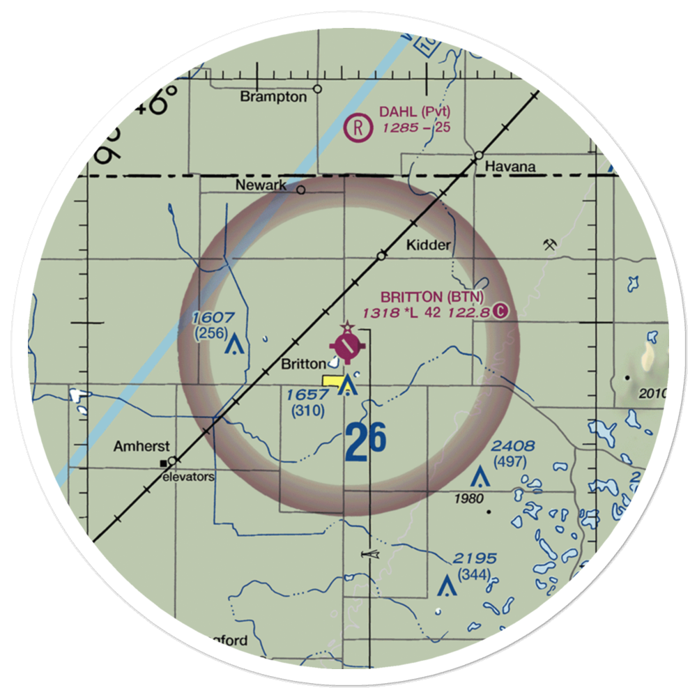 Britton Municipal Airport (BTN) VFR Sectional Sticker (30 mile) 