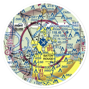 Baton Rouge Metropolitan Airport (BTR) VFR Sectional Sticker (20 mile)
