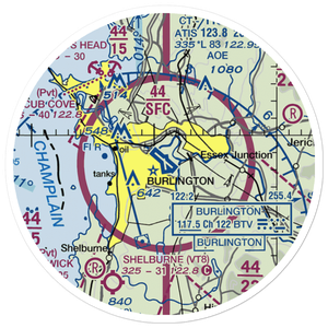 Burlington International Airport (BTV) VFR Sectional Sticker (20 mile)