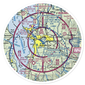Burlington International Airport (BTV) VFR Sectional Sticker (30 mile)