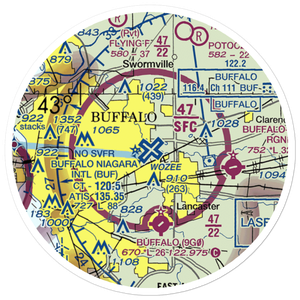 Buffalo Niagara International Airport (BUF) VFR Sectional Sticker (20 mile)