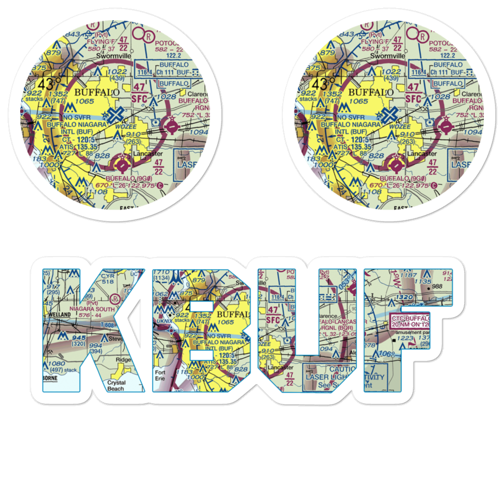 Buffalo Niagara International Airport (BUF) VFR Sectional Sticker Pack 
