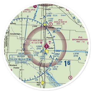 Butler Memorial Airport (BUM) VFR Sectional Sticker (30 mile)
