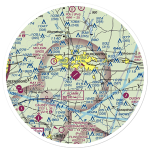 Burlington Alamance Regional Airport (BUY) VFR Sectional Sticker (30 mile)