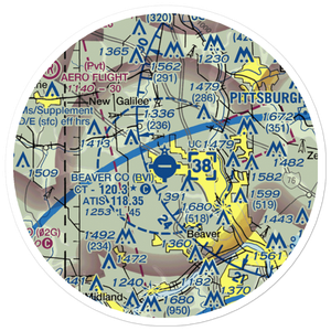 Beaver County Airport (BVI) VFR Sectional Sticker (20 mile)