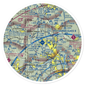 Beaver County Airport (BVI) VFR Sectional Sticker (30 mile)