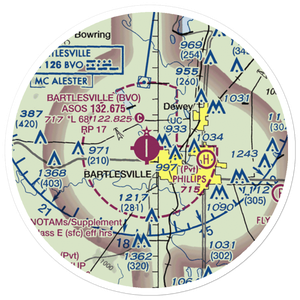Bartlesville Municipal Airport (BVO) VFR Sectional Sticker (20 mile)