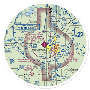Bartlesville Municipal Airport (BVO) VFR Sectional Sticker (30 mile)