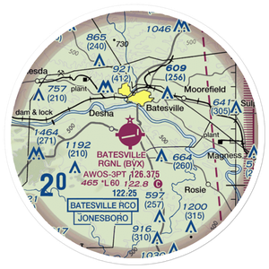 Batesville Regional Airport (BVX) VFR Sectional Sticker (20 mile)