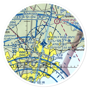 Beverly Municipal Airport (BVY) VFR Sectional Sticker (20 mile)