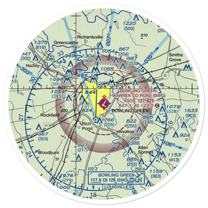 Bowling Green Warren County Regional Airport (BWG) VFR Sectional Sticker (30 mile)