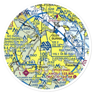 Baltimore/Washington International Thurgood Marshall Airport (BWI) VFR Sectional Sticker (20 mile)