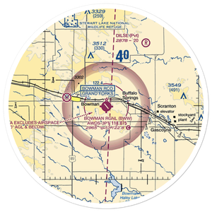 Bowman Regional Airport (BWW) VFR Sectional Sticker (30 mile)