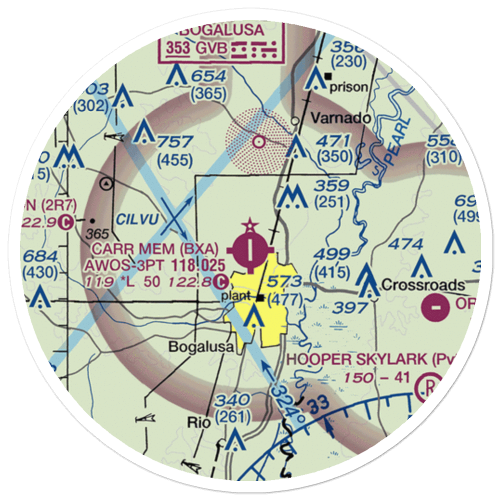 George R Carr Memorial Air Field (BXA) VFR Sectional Sticker (20 mile) 