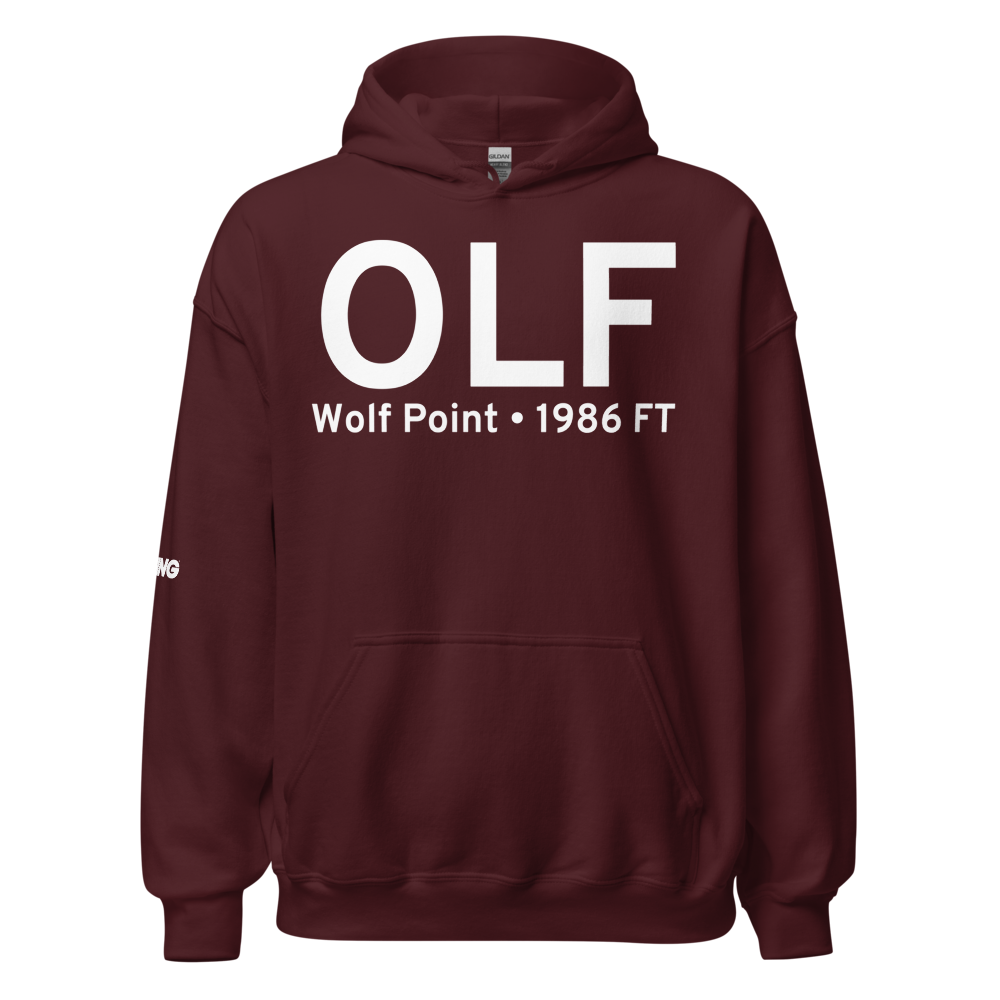 Wolf Point (KOLF) Airport Hoodie Sweatshirt 