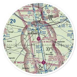 Burke County Airport (BXG) VFR Sectional Sticker (30 mile)