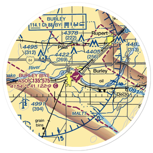 Burley Municipal Airport (BYI) VFR Sectional Sticker (20 mile)