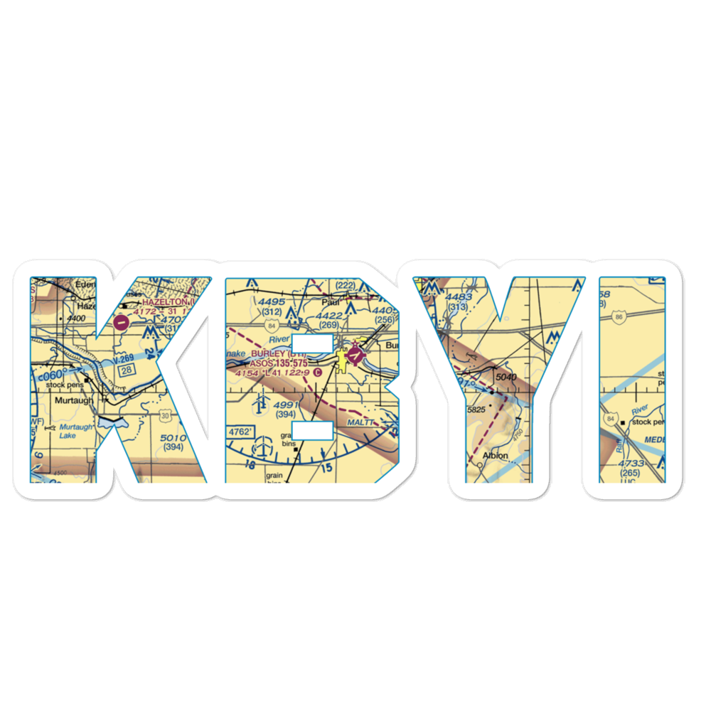 Burley Municipal Airport (BYI) VFR Sectional Sticker 