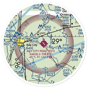 Bay City Municipal Airport (BYY) VFR Sectional Sticker (20 mile)