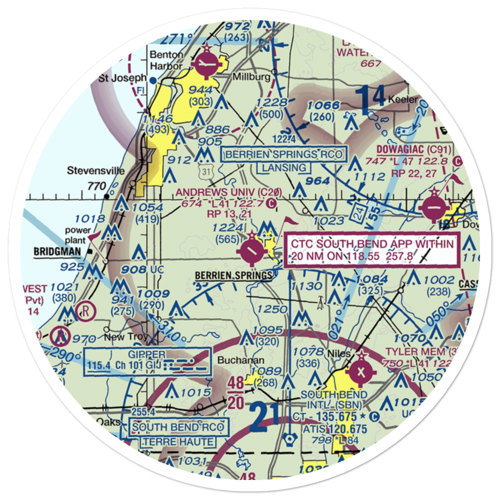 Andrews University Airpark (C20) VFR Sectional Sticker (30 mile) 