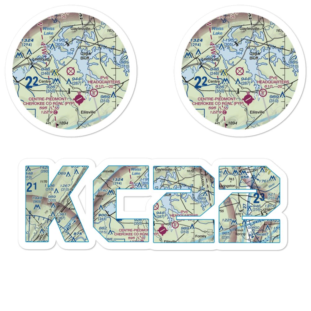 Centre Municipal Airport (C22) VFR Sectional Sticker Pack 
