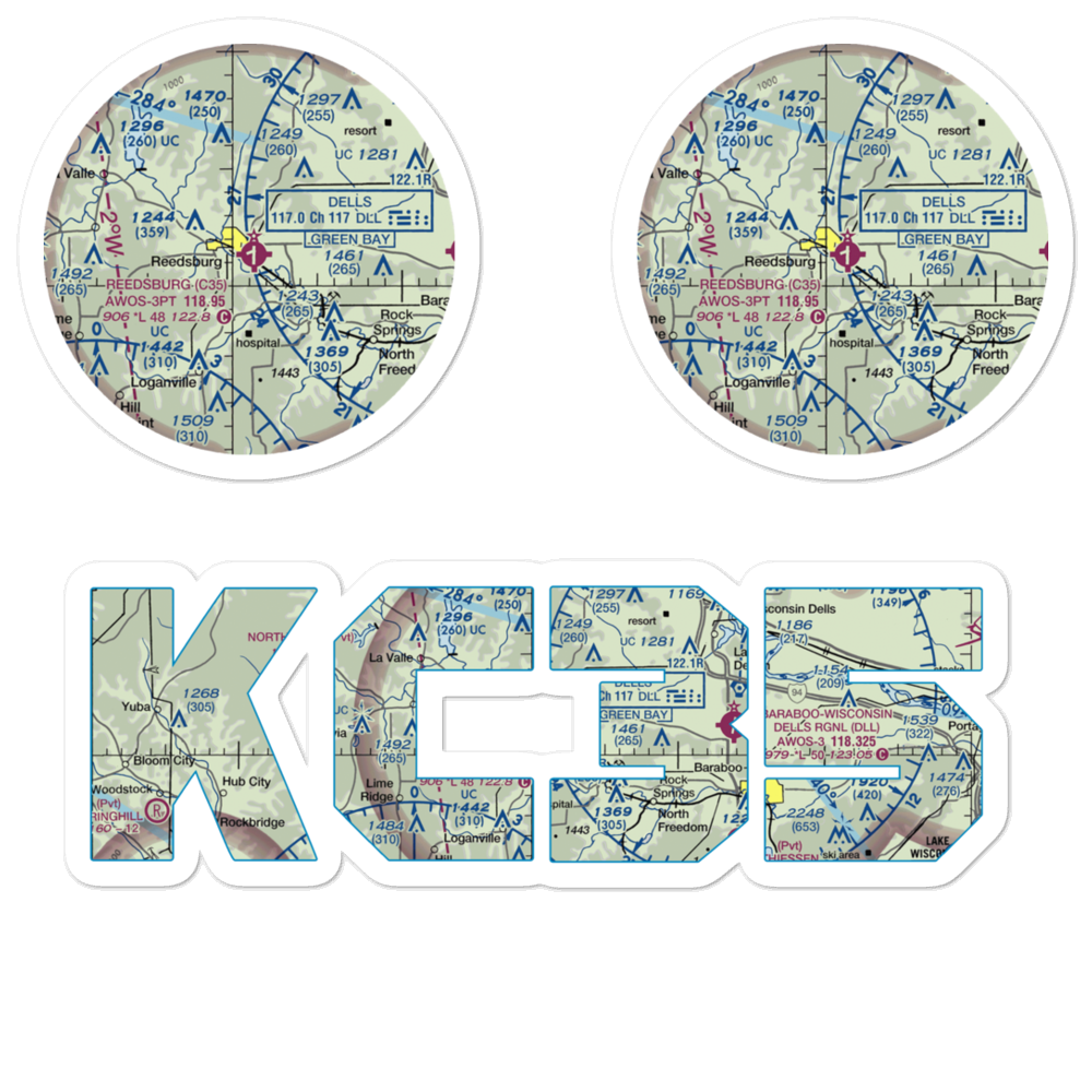Reedsburg Municipal Airport (C35) VFR Sectional Sticker Pack 