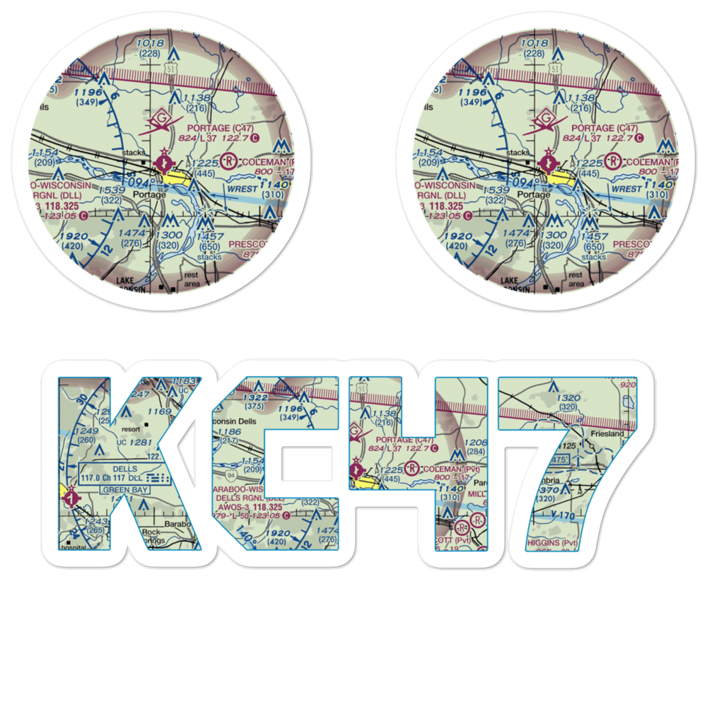 Portage Municipal Airport (C47) VFR Sectional Sticker Pack 