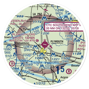 Plymouth Municipal Airport (C65) VFR Sectional Sticker (20 mile)