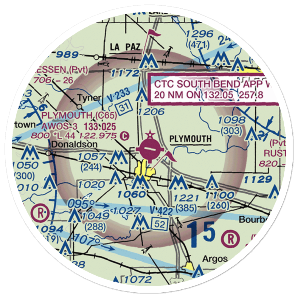 Plymouth Municipal Airport (C65) VFR Sectional Sticker (20 mile) 