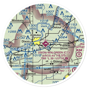 Dixon Municipal Charles R. Walgreen Field (C73) VFR Sectional Sticker (20 mile)