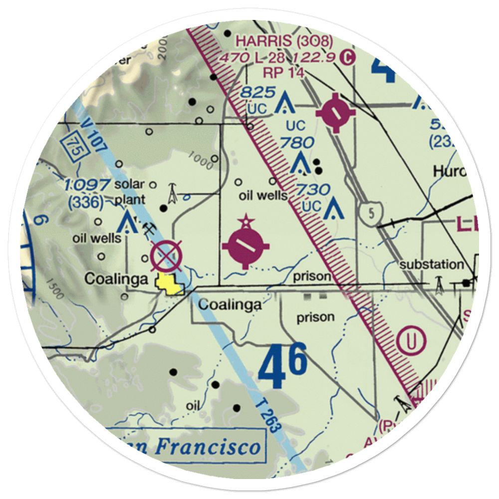 New Coalinga Municipal Airport (C80) VFR Sectional Sticker (20 mile) 
