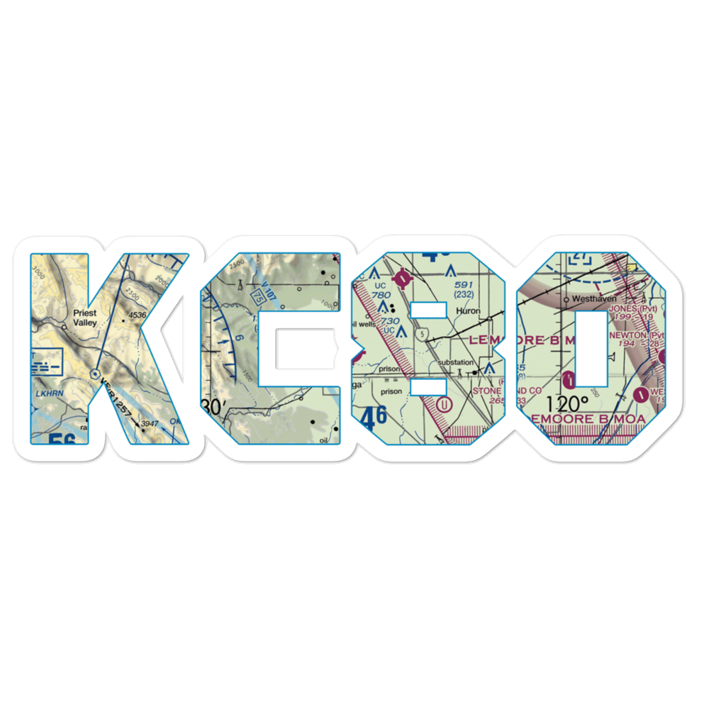 New Coalinga Municipal Airport (C80) VFR Sectional Sticker 