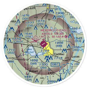 Wexford County Airport (CAD) VFR Sectional Sticker (20 mile)