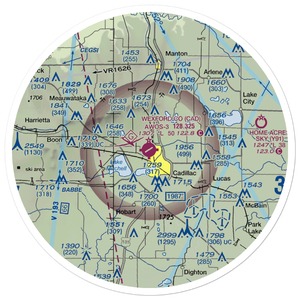 Wexford County Airport (CAD) VFR Sectional Sticker (30 mile)