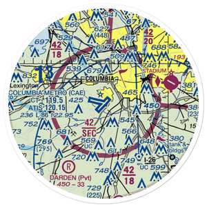 Columbia Metropolitan Airport (CAE) VFR Sectional Sticker (20 mile)
