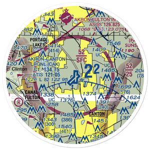 Akron Canton Regional Airport (CAK) VFR Sectional Sticker (20 mile)