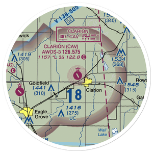 Clarion Municipal Airport (CAV) VFR Sectional Sticker (20 mile)